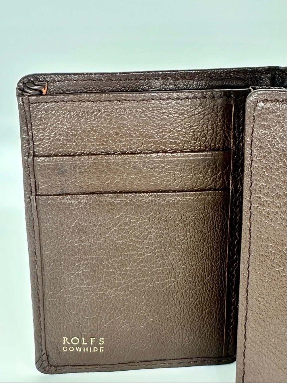 Rolf’s Genuine Cowhide Brown Leather Trifold Wallet Men’s